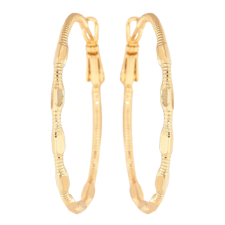 Сережки Xuping колір Позолота 14K кільця (конго) Декоративний візерунок ø 4см фото №1