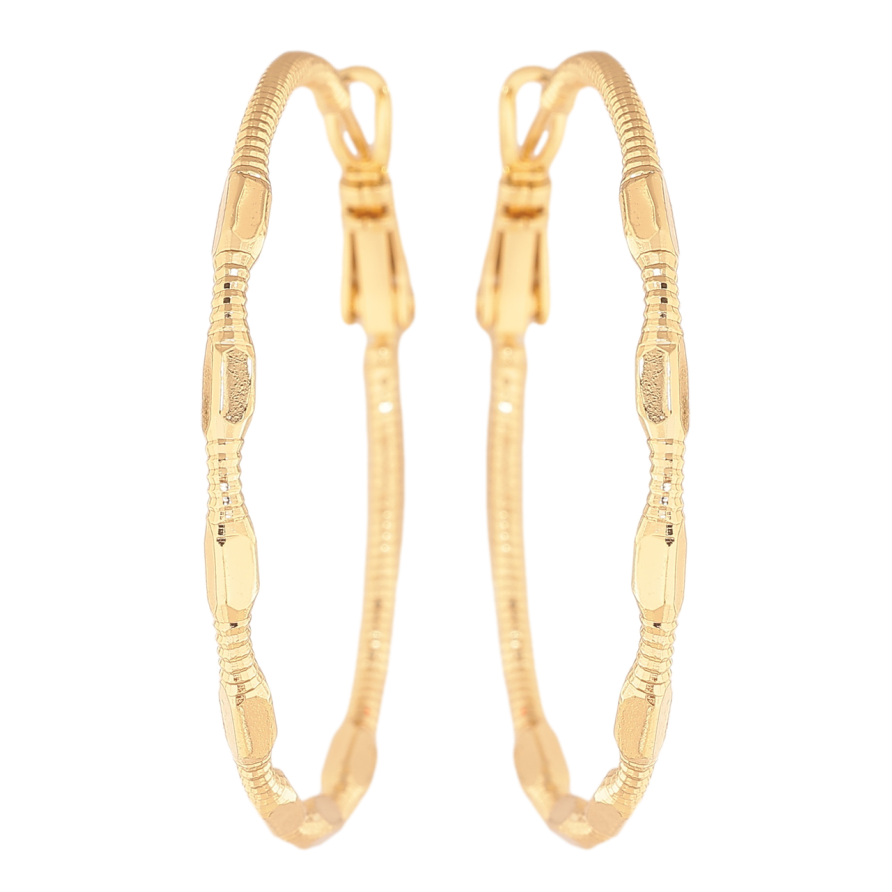 Сережки Xuping колір Позолота 14K кільця (конго) Декоративний візерунок ø 4см фото №1