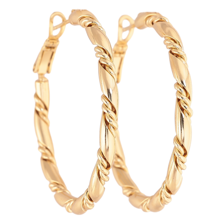 Сережки Xuping колір Позолота 14K кільця (конго) Декоративний візерунок ø 4см фото №1