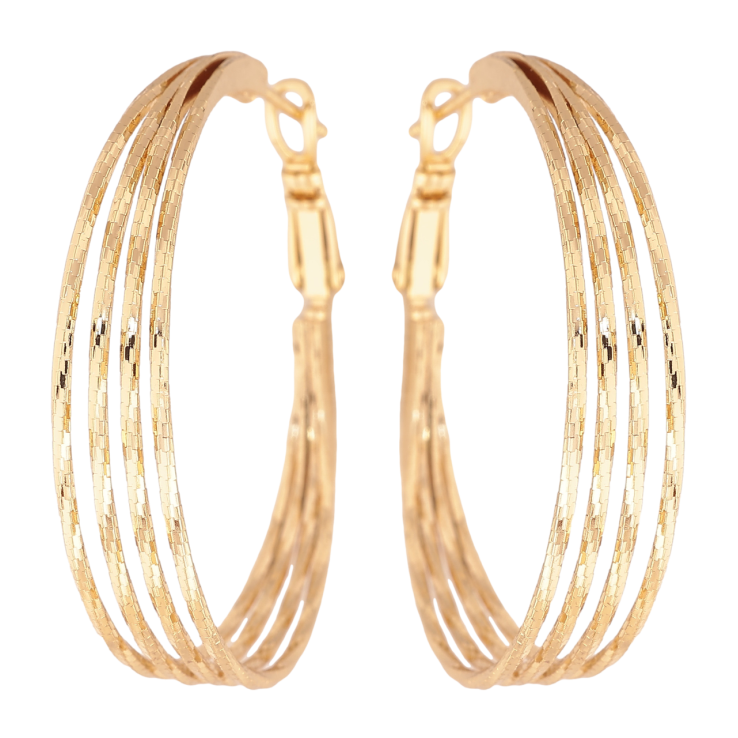 Сережки Xuping колір Позолота 14K кільця (конго) Декоративний візерунок ø 4см фото №15