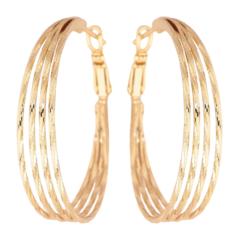 Серьги Xuping цвет Позолота 14K кольца (конго) Декоративный узор ø 4см фото №4