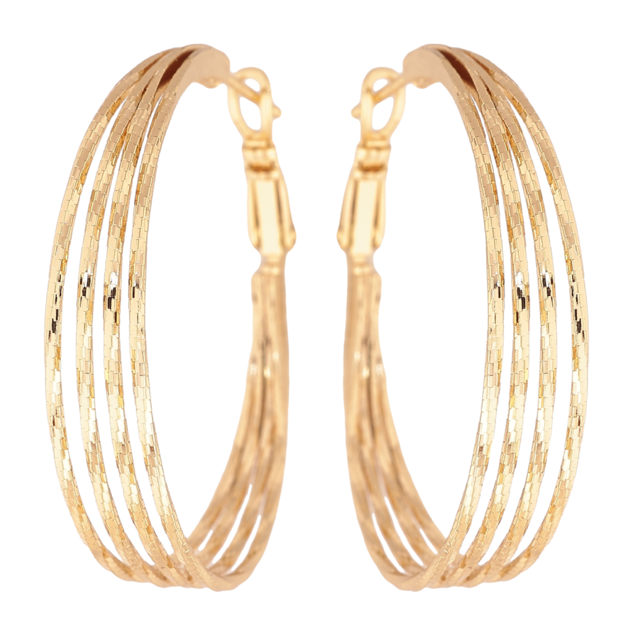 Сережки Xuping колір Позолота 14K кільця (конго) Декоративний візерунок ø 4см фото №1