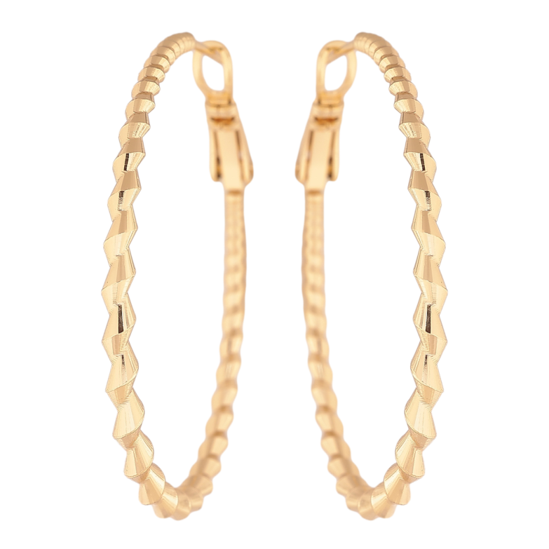 Сережки Xuping колір Позолота 14K кільця (конго) Декоративний візерунок ø 4см фото №1