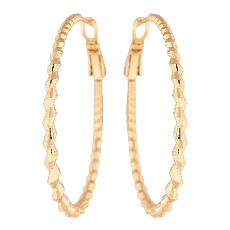 Сережки Xuping колір Позолота 14K кільця (конго) Декоративний візерунок ø 4см фото №1