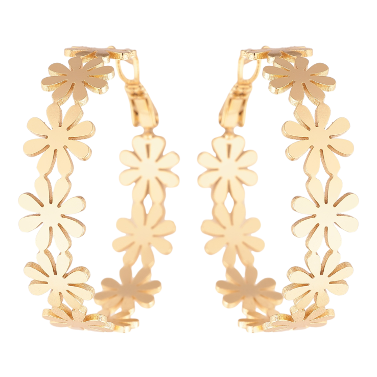 Сережки Xuping колір Позолота 14K кільця (конго) Квіточки ø 4см фото №14