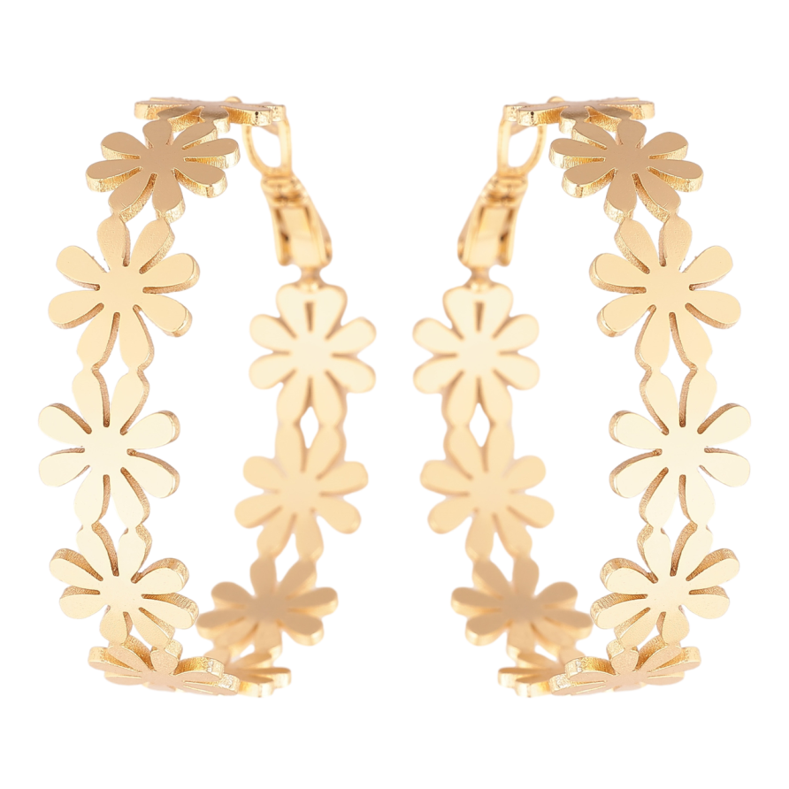 Сережки Xuping колір Позолота 14K кільця (конго) Квіточки ø 4см фото №1