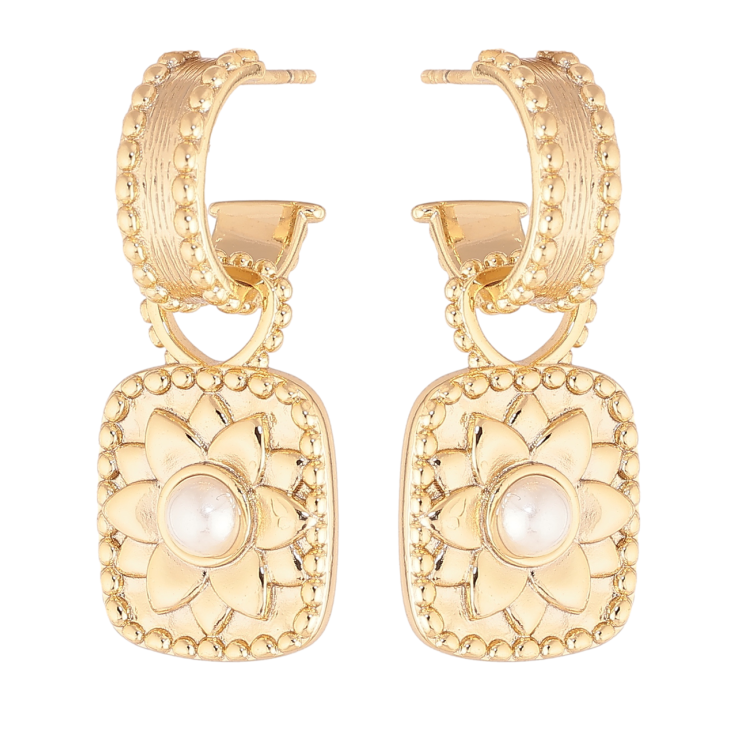 Сережки Xuping колір Позолота 14K пусети Підвіски з квітковим візерунком 2 в 1 фото №15