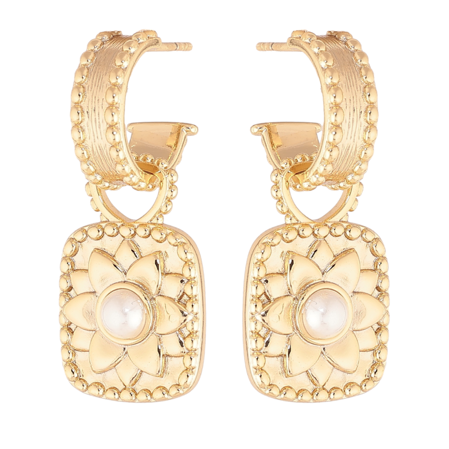 Серьги Xuping цвет Позолота 14K пусеты Подвески с цветочным узором 2 в 1 фото №1