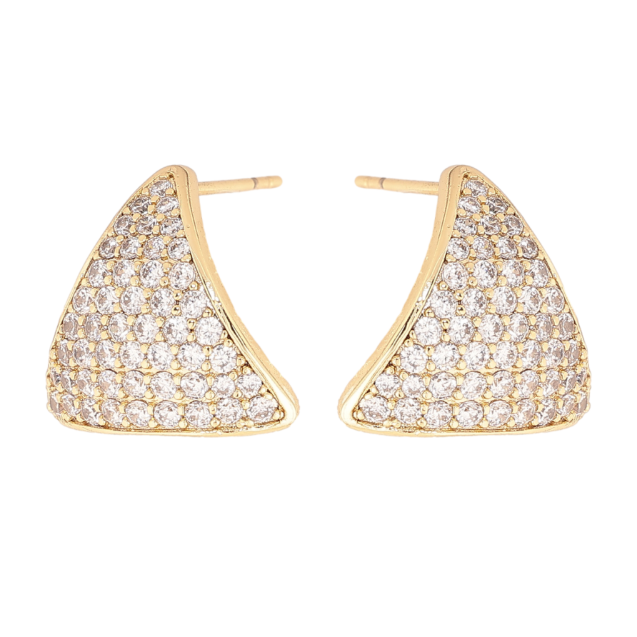 Серьги Xuping цвет Позолота 14K пусеты Треугольники с инкрустацией кристаллами фото №1