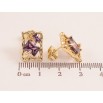 Серьги Xuping цвет Позолота 14K пусеты Асимметричные прямоугольники с сиреневыми кристаллами фото №2