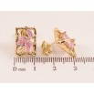Сережки Xuping колір Позолота 14K пусети Асиметричні прямокутники з рожевими кристалами фото №2