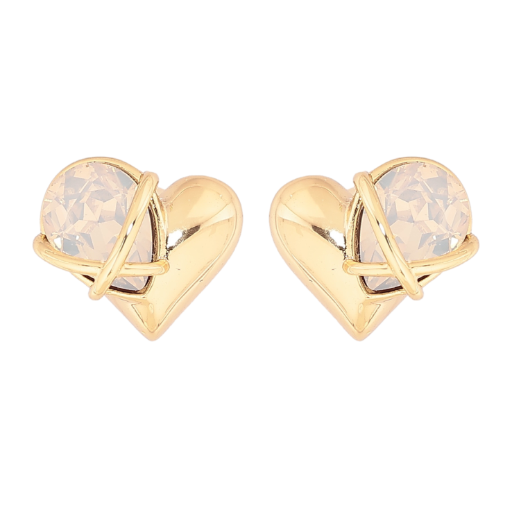 Сережки Xuping колір Позолота 14K пусети Сердечка з білими кристалами фото №14