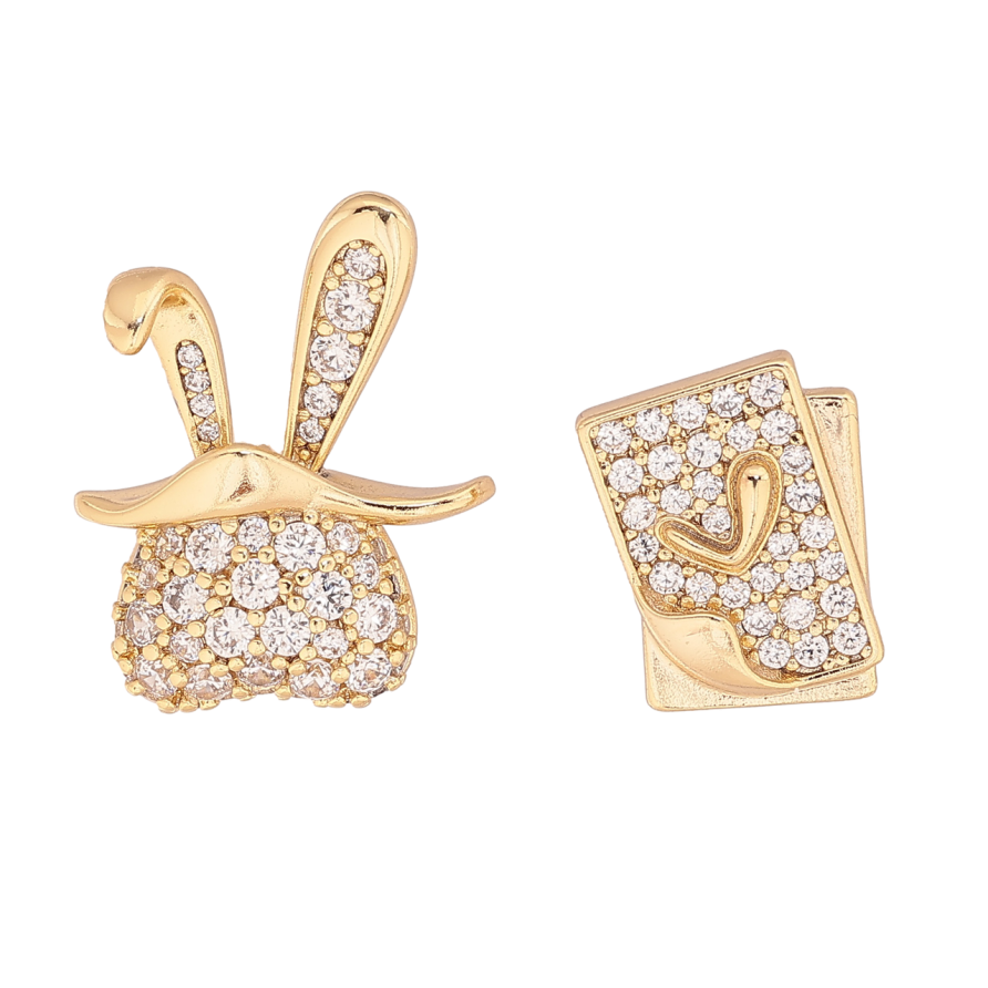 Серьги Xuping цвет Позолота 14K пусеты Асимметричные с инкрустацией кристаллами фото №1