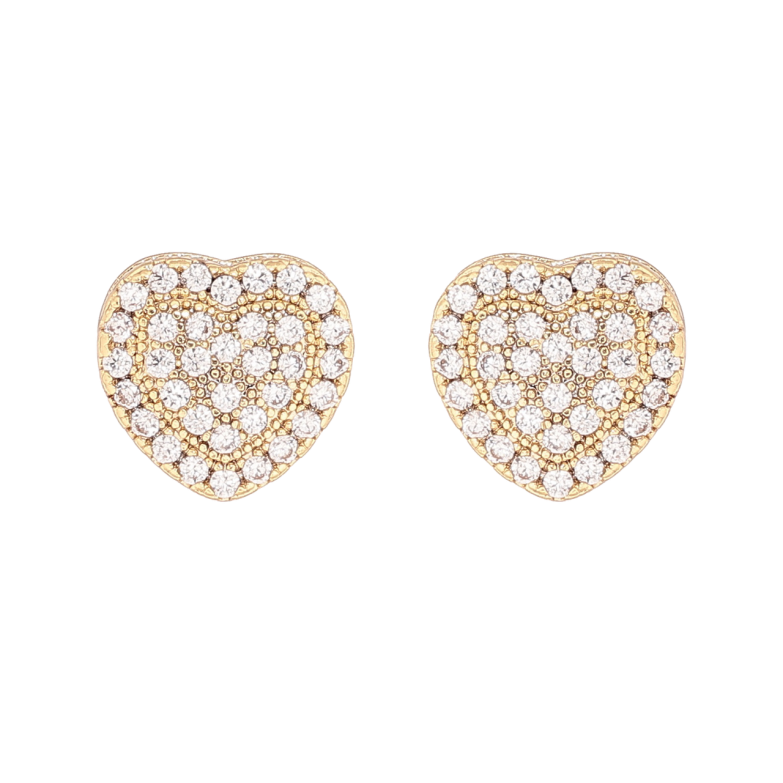 Серьги Xuping цвет Позолота 14K пусеты Сердечки с инкрустацией кристаллами фото №6