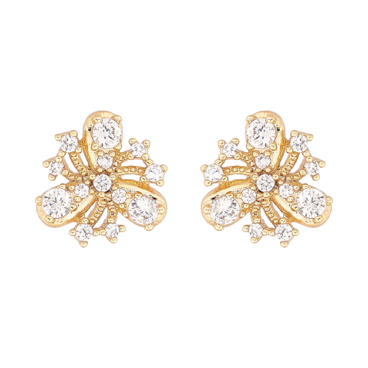 Сережки Xuping колір Позолота 14K пусети Декоративні квіточки з кристалами фото №22