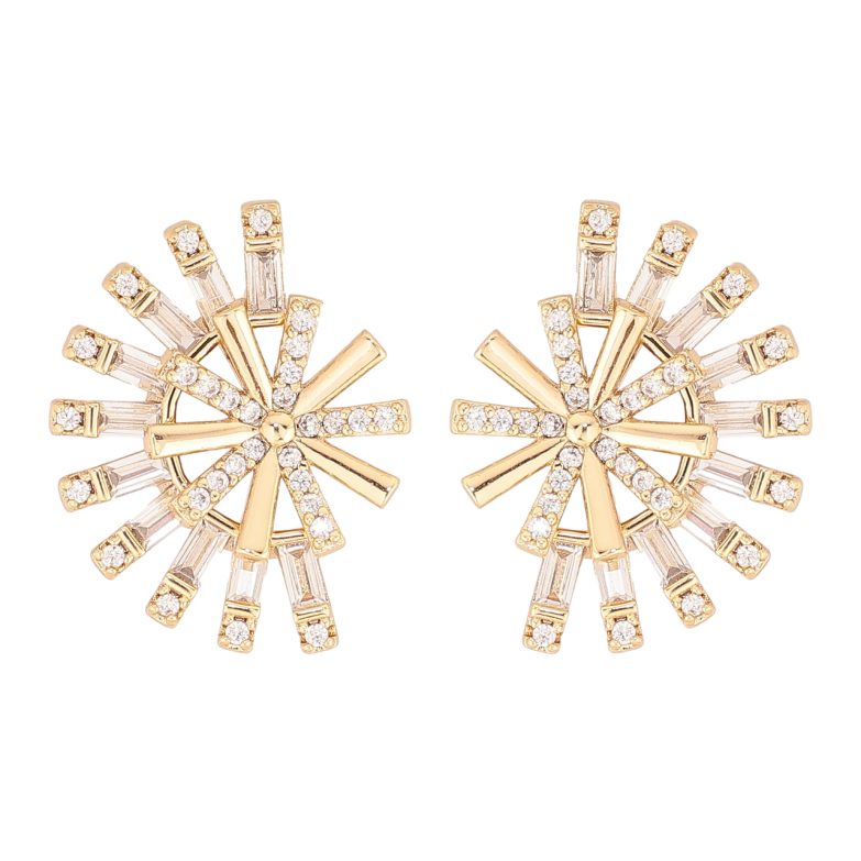 Сережки Xuping колір Позолота 14K пусети Декоративний візерунок з кристалами фото №7