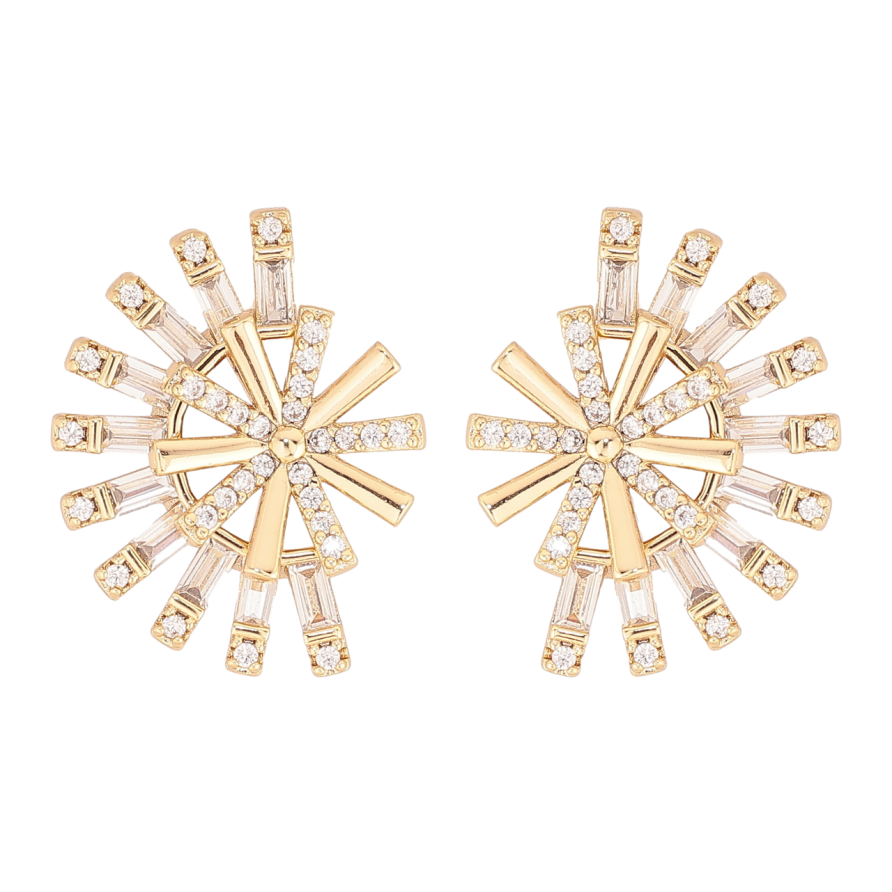 Серьги Xuping цвет Позолота 14K пусеты Декоративный узор с кристаллами фото №1