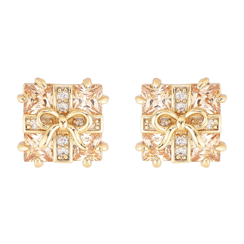 Сережки Xuping колір Позолота 14K пусети Подарунки з золотистими кристалами фото №1