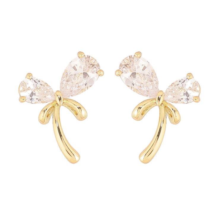 Серьги Xuping цвет Позолота 14K пусеты Кристальные банты фото №4