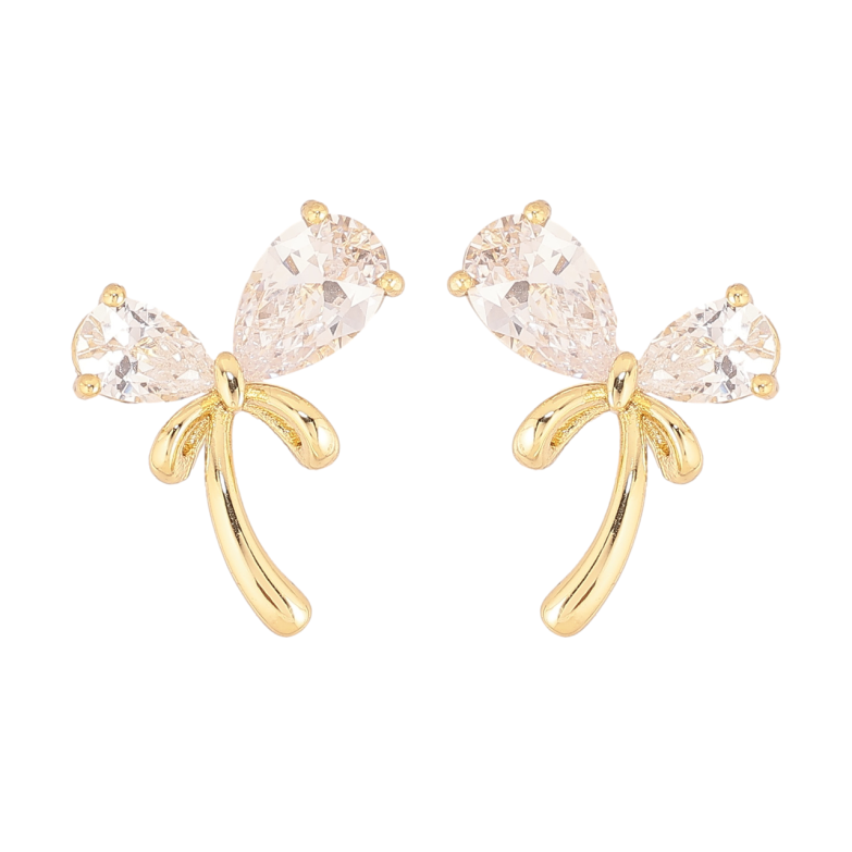 Серьги Xuping цвет Позолота 14K пусеты Кристальные банты фото №1