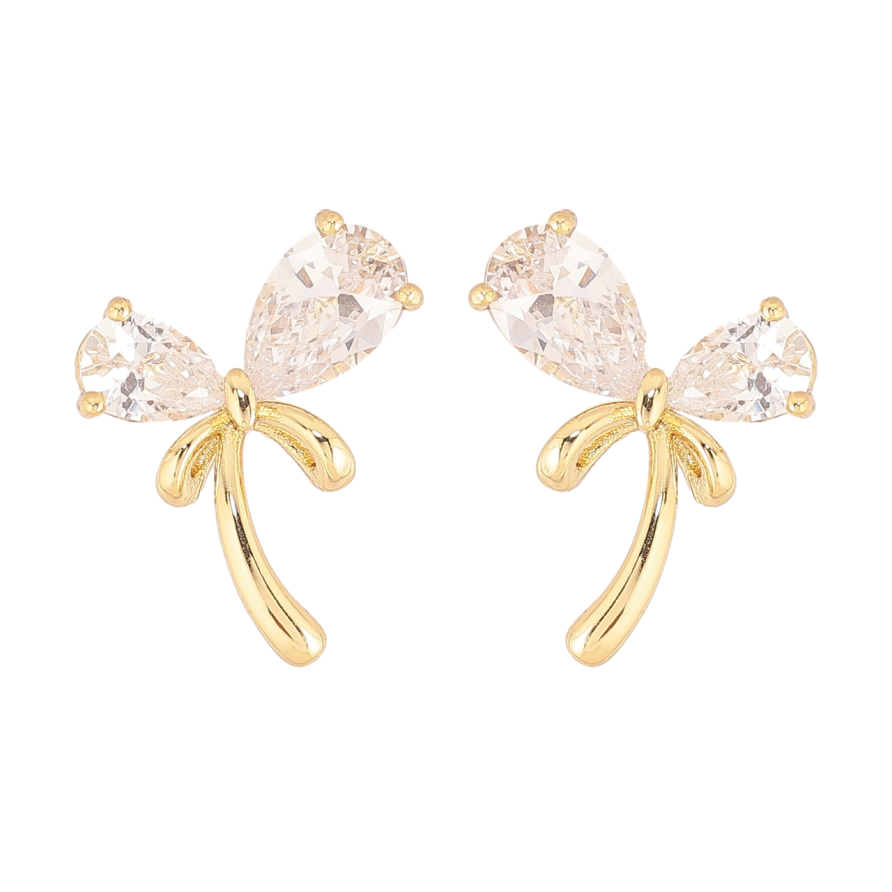 Серьги Xuping цвет Позолота 14K пусеты Кристальные банты фото №1