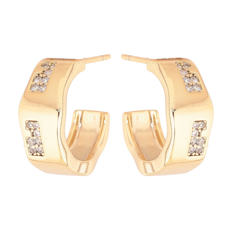 Сережки Xuping колір Позолота 14K пусети Декоративні дуги з кристалами фото №9