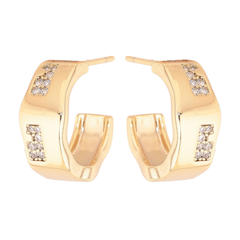 Серьги Xuping цвет Позолота 14K пусеты Декоративные дуги с кристаллами фото №1