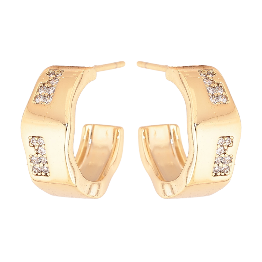 Сережки Xuping колір Позолота 14K пусети Декоративні дуги з кристалами фото №1