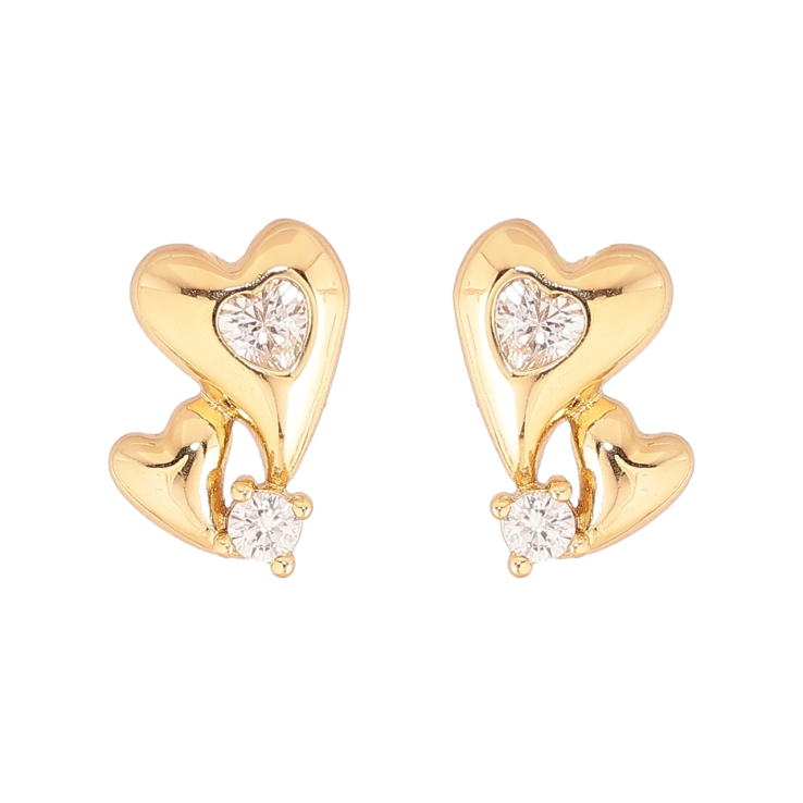 Сережки Xuping колір Позолота 14K пусети Сердечки з кристалами фото №6