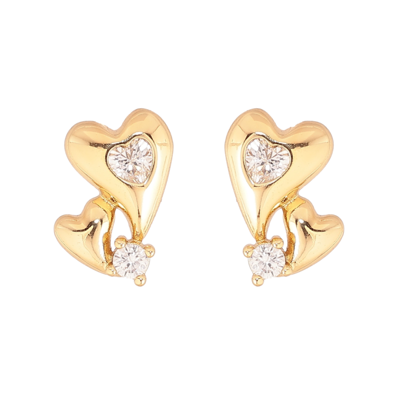 Серьги Xuping цвет Позолота 14K пусеты Сердечки с кристаллами фото №3