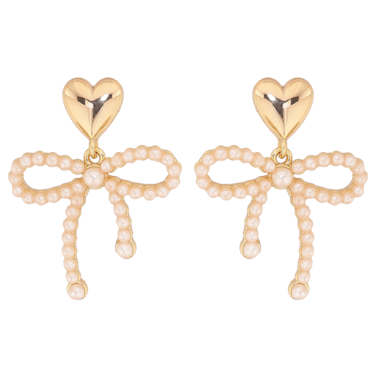 Сережки Xuping колір Позолота 14K пусети Сердечка з підвісками бантики фото №13