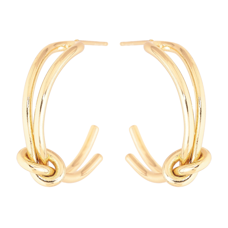 Серьги Xuping цвет Позолота 14K пусеты Дуги с узелками фото №3