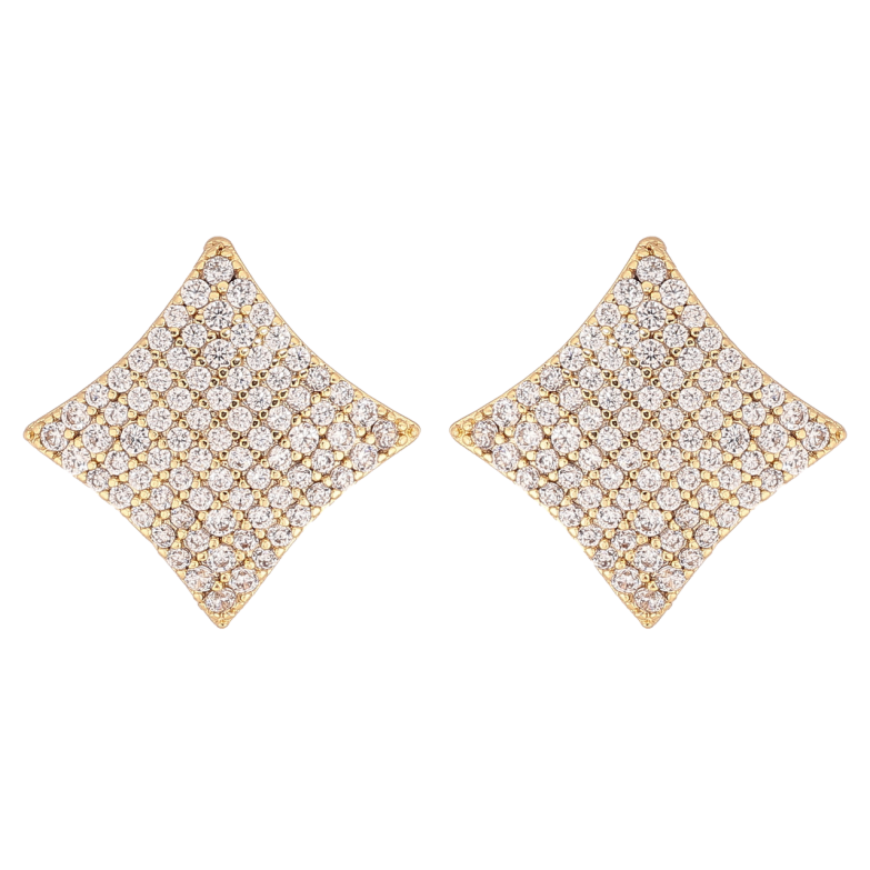 Серьги Xuping цвет Позолота 14K пусеты Инкрустация кристаллами фото №1