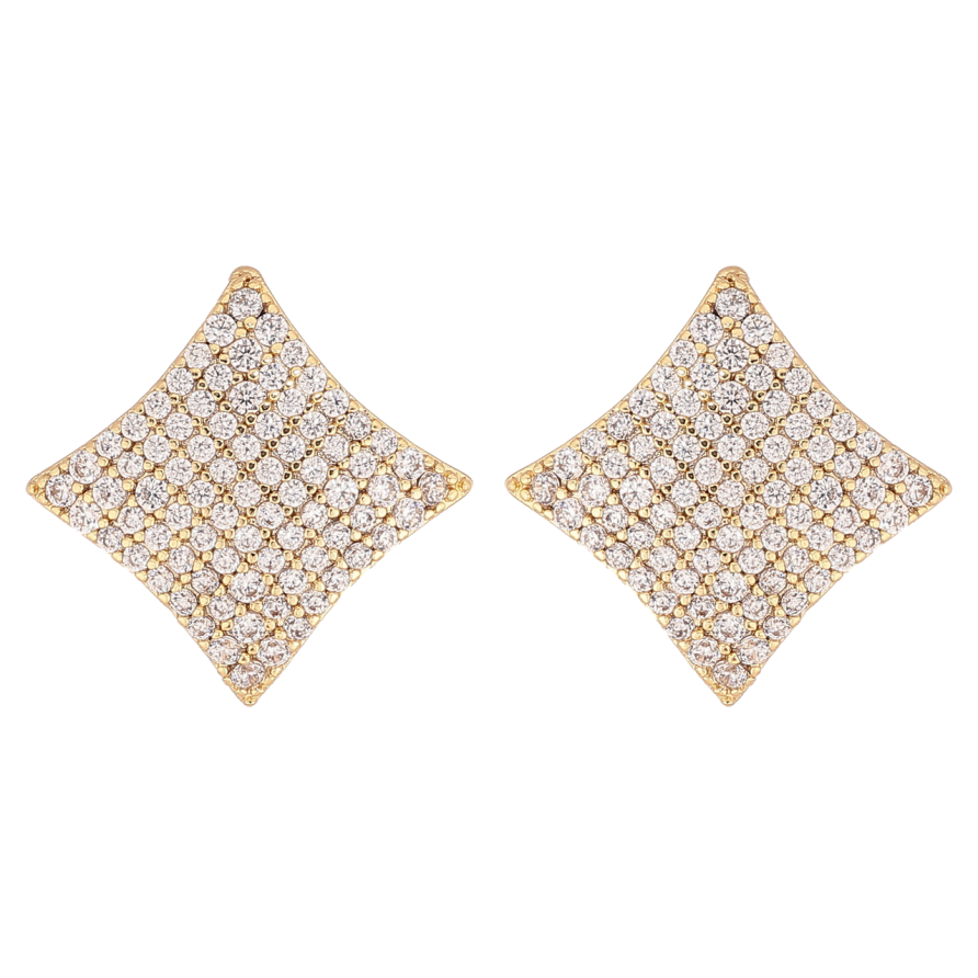 Серьги Xuping цвет Позолота 14K пусеты Инкрустация кристаллами фото №1