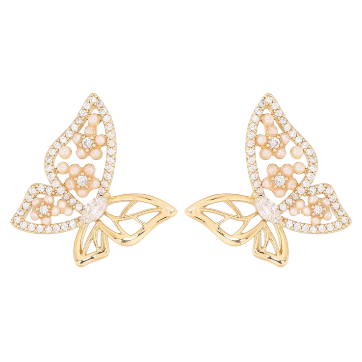 Серьги Xuping цвет Позолота 14K пусеты Бабочки фото №6