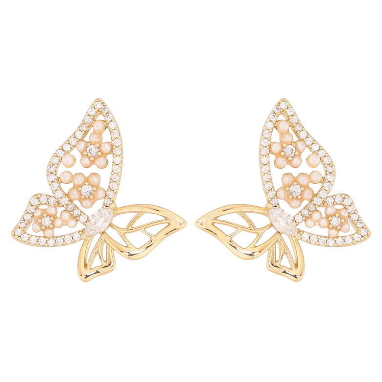 Серьги Xuping цвет Позолота 14K пусеты Бабочки фото №1