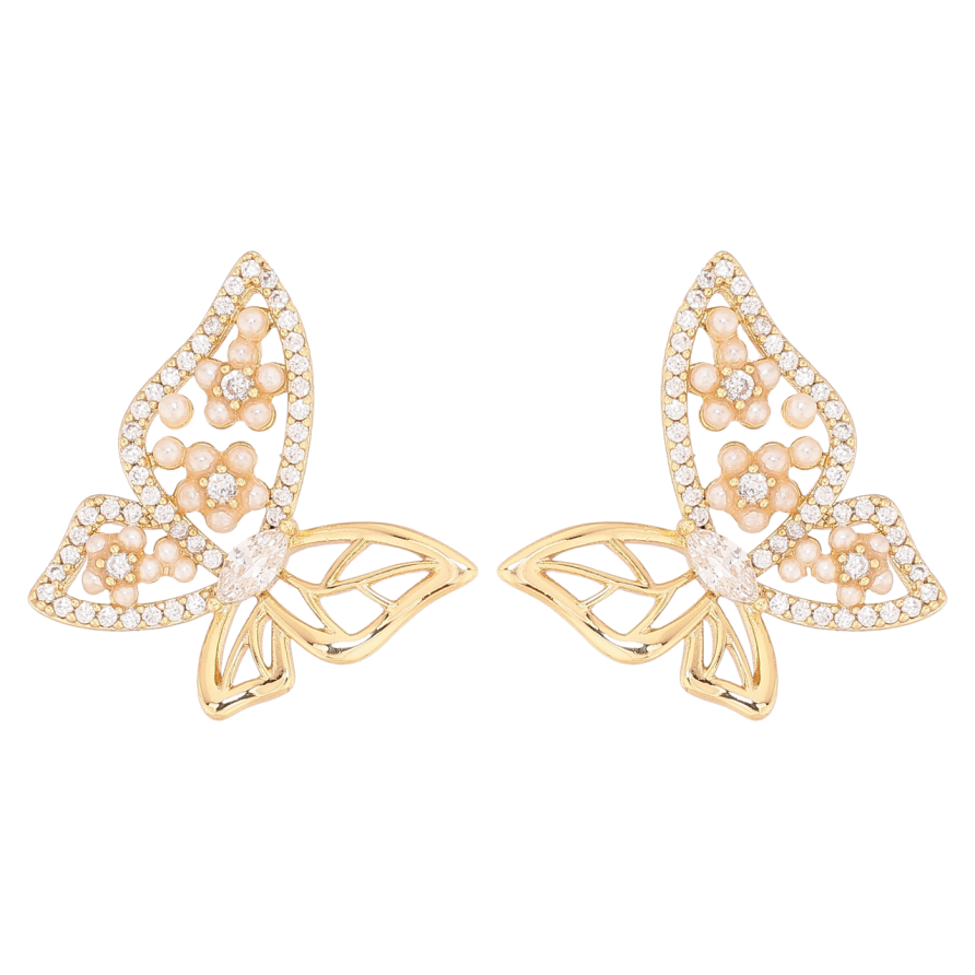 Серьги Xuping цвет Позолота 14K пусеты Бабочки фото №1