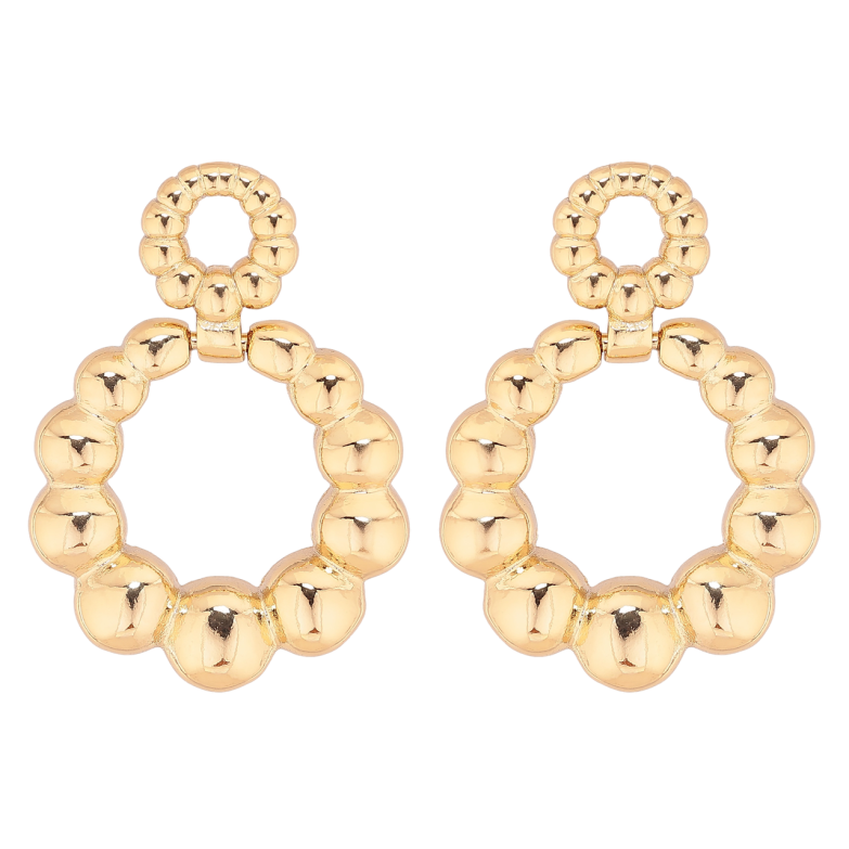 Серьги Xuping цвет Позолота 14K пусеты Круглые подвески фото №1