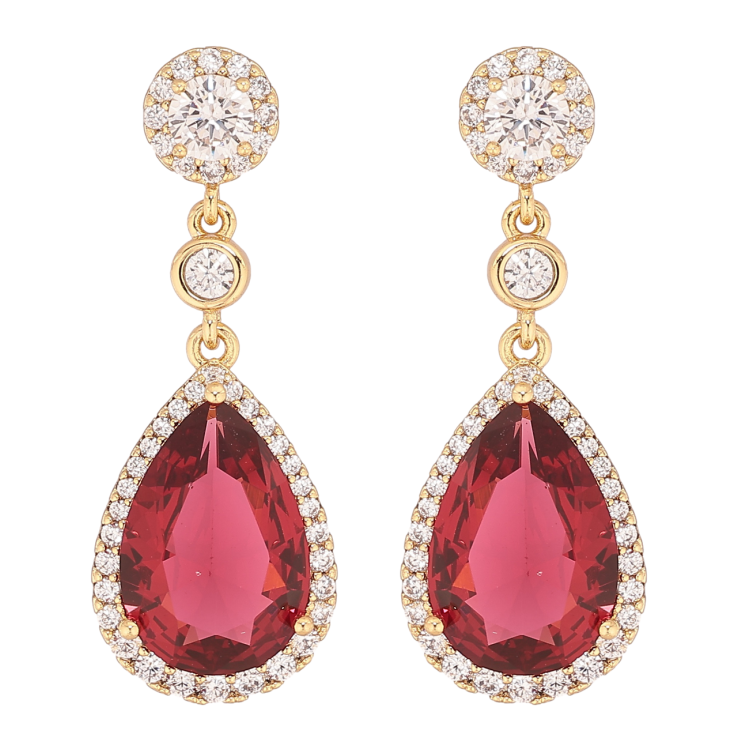 Серьги Xuping цвет Позолота 14K пусеты Подвески с красными кристаллами фото №10