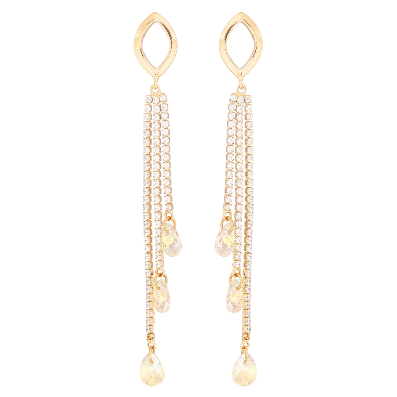 Сережки Xuping колір Позолота 18K з кристалами Swarovski пусети Кристальні підвіски фото №13