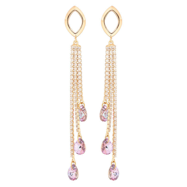 Серьги Xuping цвет Позолота 14K с кристаллами Swarovski пусеты Кристальные подвески Paradise Shine фото №17