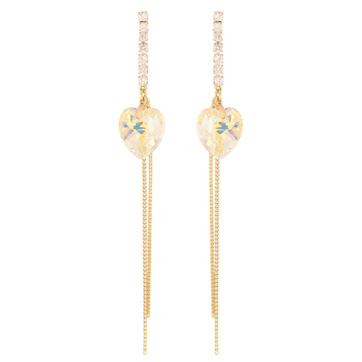 Сережки Xuping колір Позолота 18K з кристалами Swarovski пусети Кристальні підвіски Shimmer фото №4