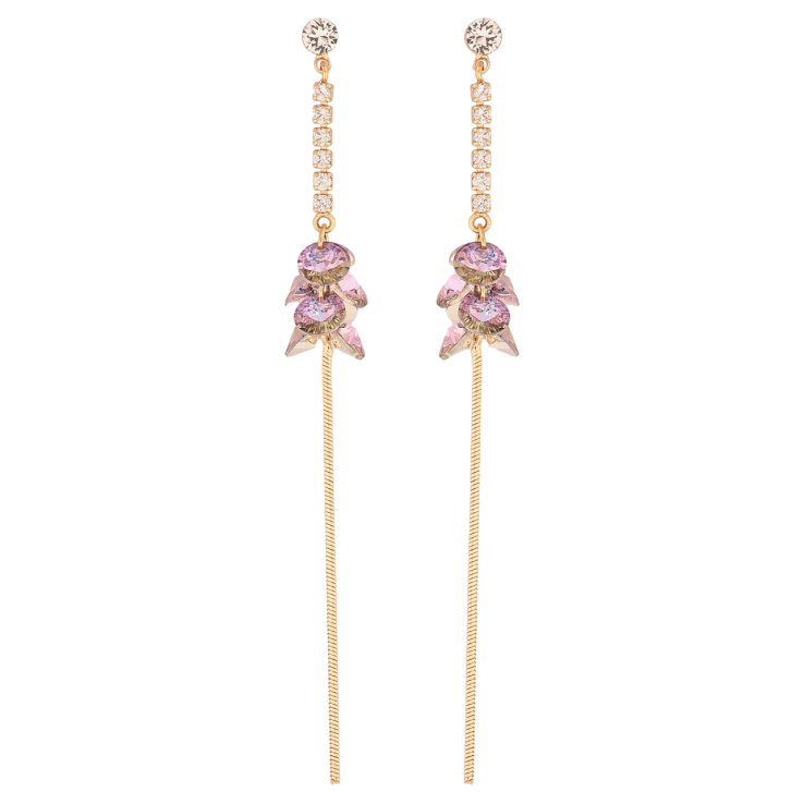 Серьги Xuping цвет Позолота 14K с кристаллами Swarovski пусеты Кристальные подвески Paradise Shine фото №2