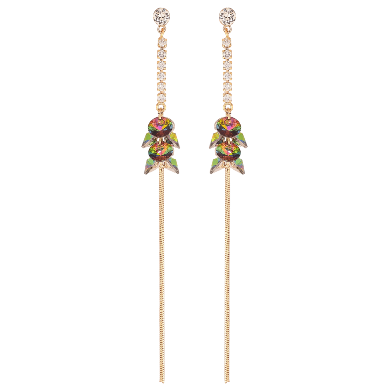 Сережки Xuping колір Позолота 18K з кристалами Swarovski пусети Кристальні підвіски Vitrail Medium фото №1