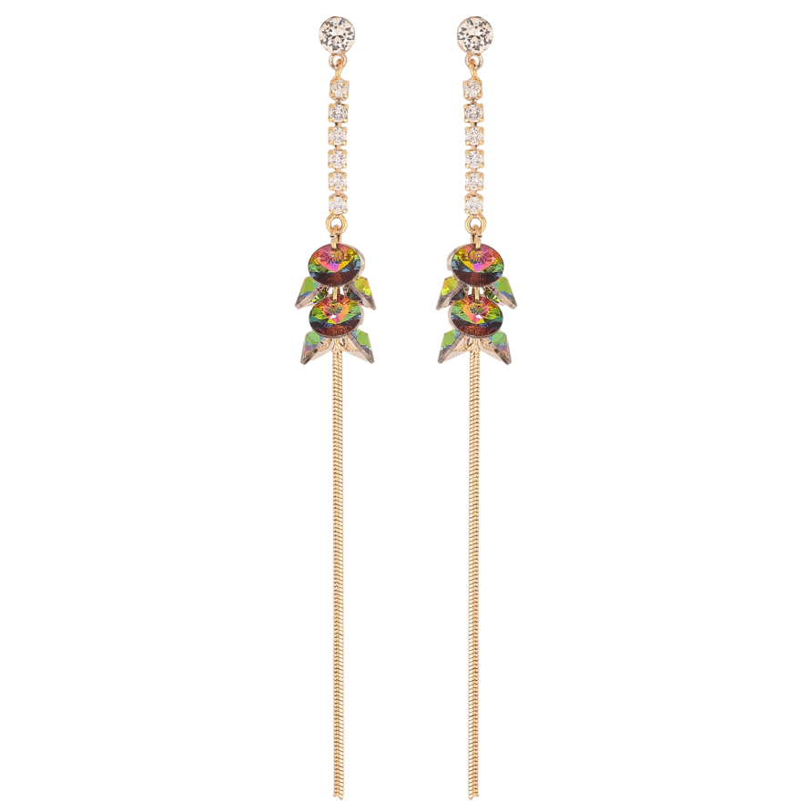 Сережки Xuping колір Позолота 18K з кристалами Swarovski пусети Кристальні підвіски Vitrail Medium фото №1