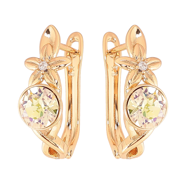 Сережки Xuping колір Позолота 18K з кристалами Swarovski англійський замок Квітковий візерунок з кристалом Vitrail Light фото №1