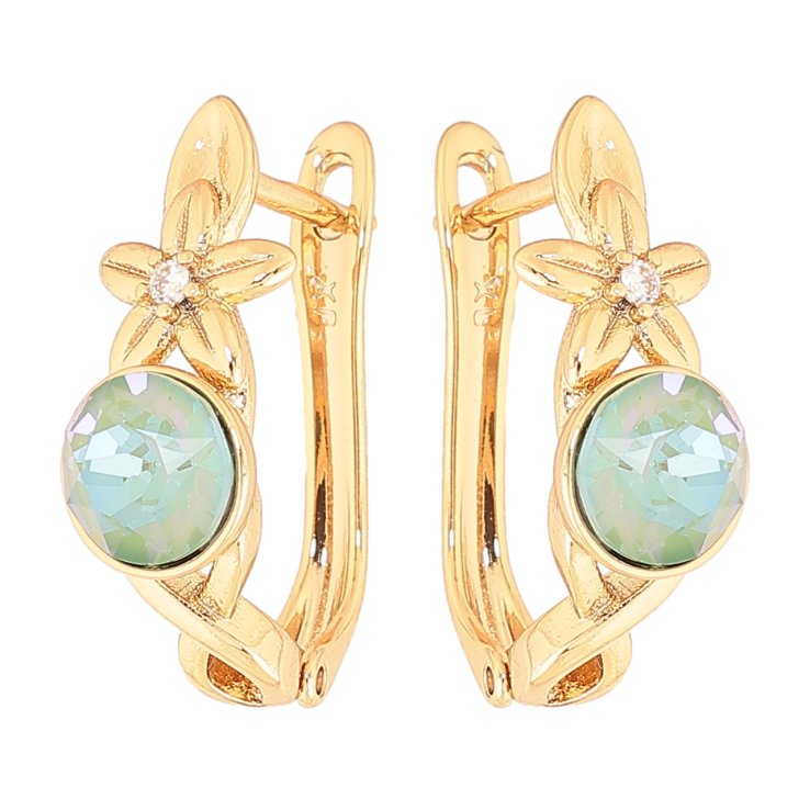 Серьги Xuping цвет Позолота 14K с кристаллами Swarovski английский замок Цветочный узор с кристаллом фото №14