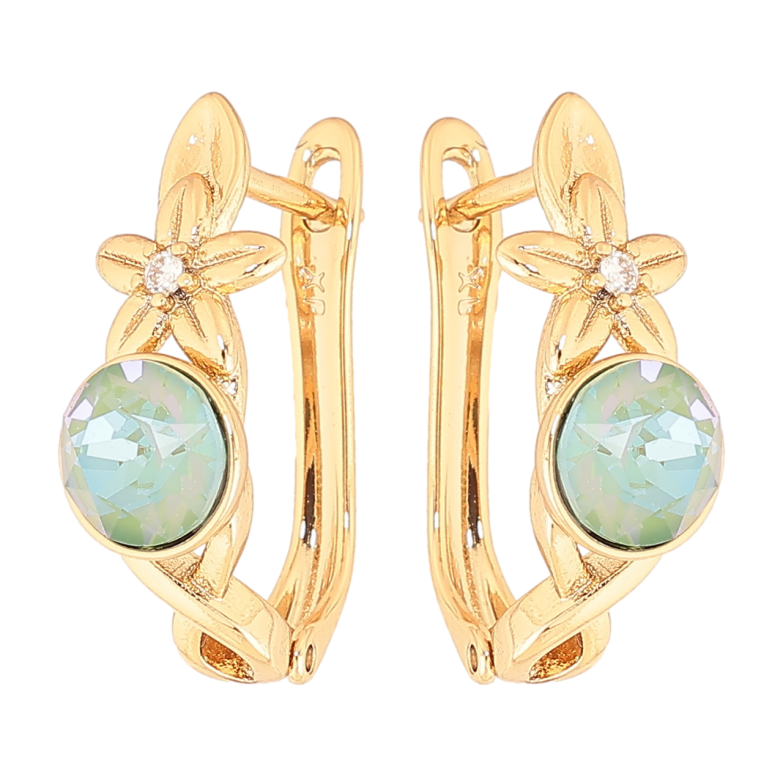 Сережки Xuping колір Позолота 18K з кристалами Swarovski англійський замок Квітковий візерунок з кристалом фото №20