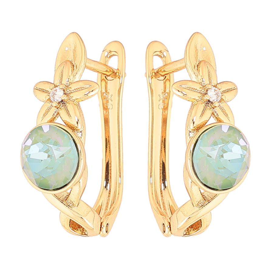 Серьги Xuping цвет Позолота 14K с кристаллами Swarovski английский замок Цветочный узор с кристаллом фото №1