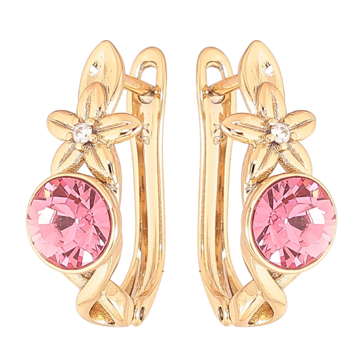 Серьги Xuping цвет Позолота 14K с кристаллами Swarovski английский замок Цветочный узор с кристаллом Rose фото №21